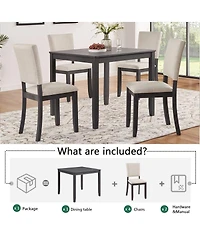 Maison Boucle 5-Piece Dining Table Set for 4, Small Kitchen Table and Chairs Set, Modern Wooden Dining Set for Apartment or Breakfast Nook-Maison Bouc