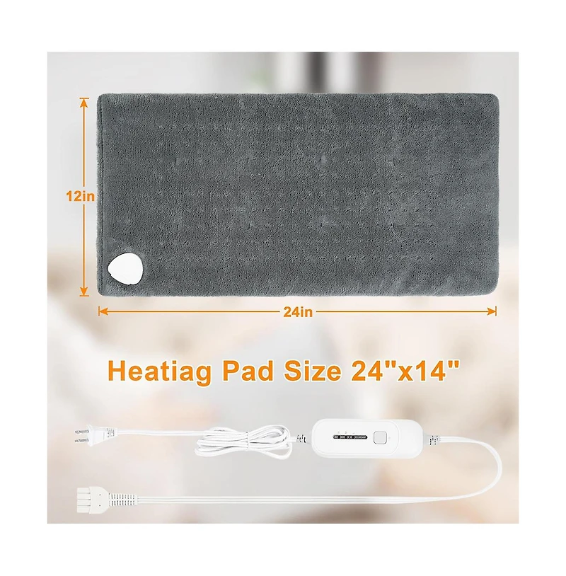 Cowin 12''x24'' Grey Weighted Electric Heating Pad for Pain Relief, Machine Washable with 3 Heat Settings ,Heating pad for Neck and Shoulder, Knee