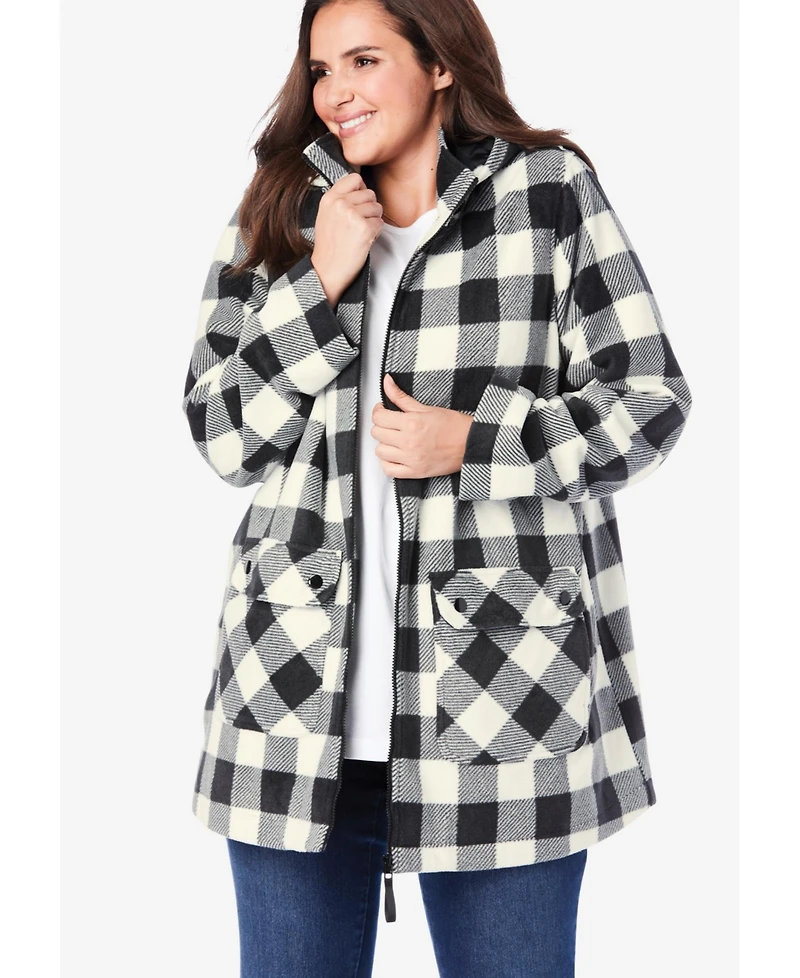 Woman Within Women's Hooded Fleece Coat