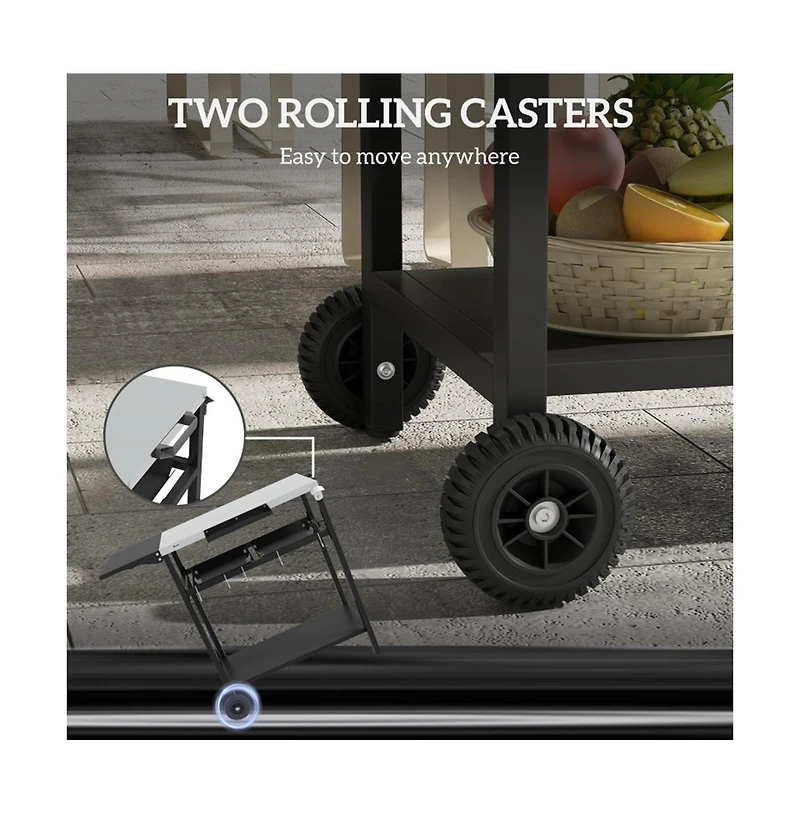 Slickblue All-in-One Outdoor Bar Cart and Grill Station for Patio or Backyard