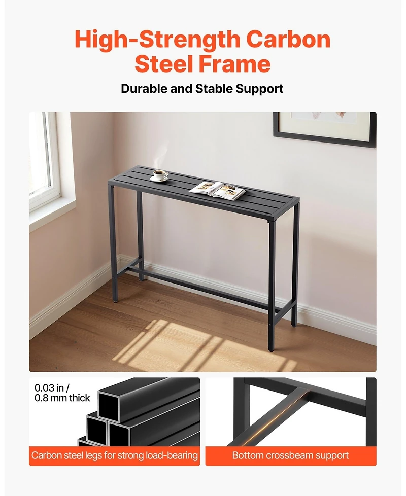 Patio Dining Bar Table 47 x 15" with Waterproof Surface for Outdoor Use