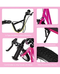 Sugift Height Adjustable Kid Kick Scooter with 12 Inch Air Filled Wheel-Pink