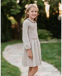 Hope & Henry Toddler Girls Organic Peter Pan Collar Scallop Trim Sweater Dress