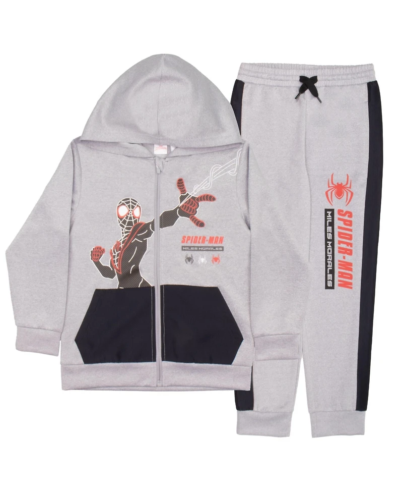 Miles Morales Boys 2-Piece Long Sleeve Sweatshirt Hoodie and Sweatpants Set