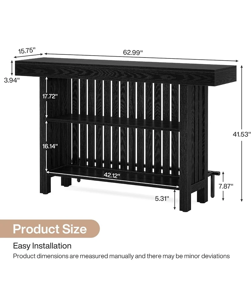 Tribesigns Kitchen Island with 2-Tier Storage, 63-Inch Modern Cart Footrest,Modern Table