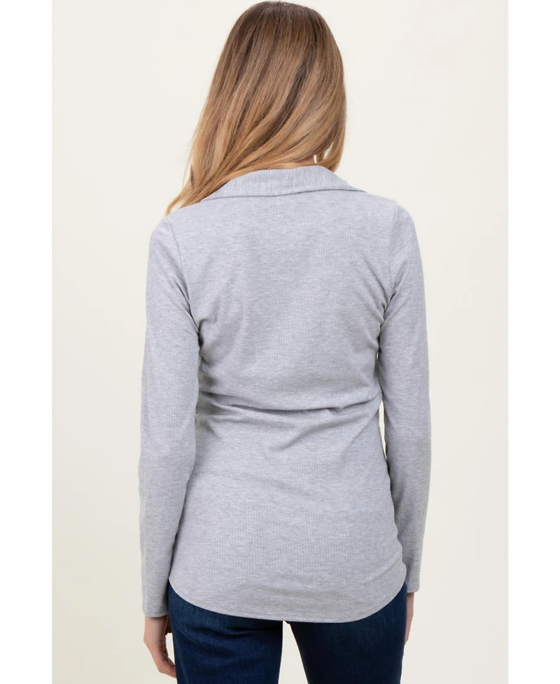 Pinkblush Maternity Ribbed collared Long sleeve top