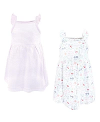 Hudson Baby Toddler Girls Cotton Dresses, Lilac Garden