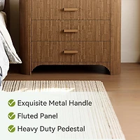 Tribesigns Large Wide Nightstand with 3 Drawers, Mid Century Modern Oversized Bedside Table