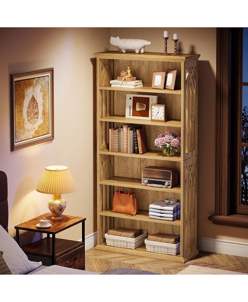 Tribesigns 6-Tier Kitchen Pantry, 75-Inch Tall Pantry Cabinet, Large Freestanding Storage Shelves, Wood Pantry Organizer