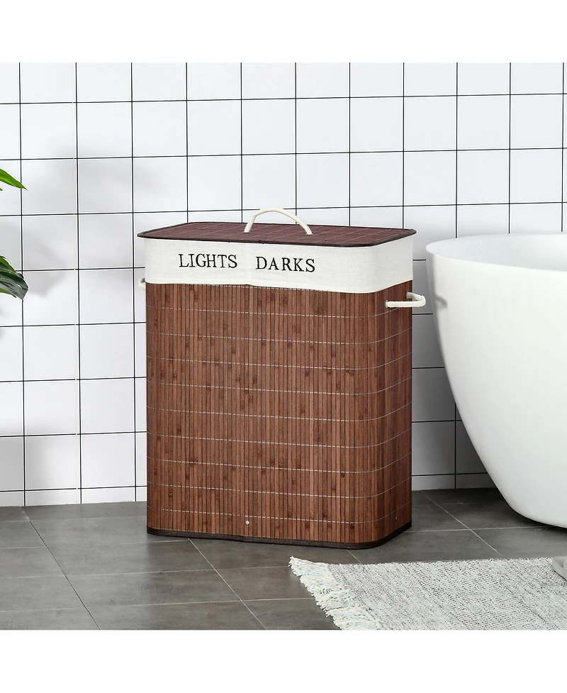 Homcom Bamboo Laundry Basket, Collapsible Laundry Hamper
