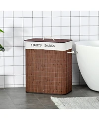 Homcom Bamboo Laundry Basket, Collapsible Laundry Hamper