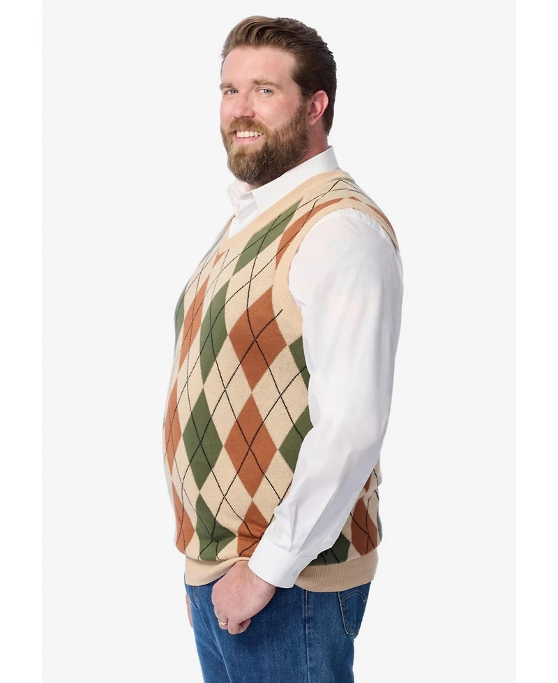 KingSize Big & Tall V-Neck Argyle Sweater Vest