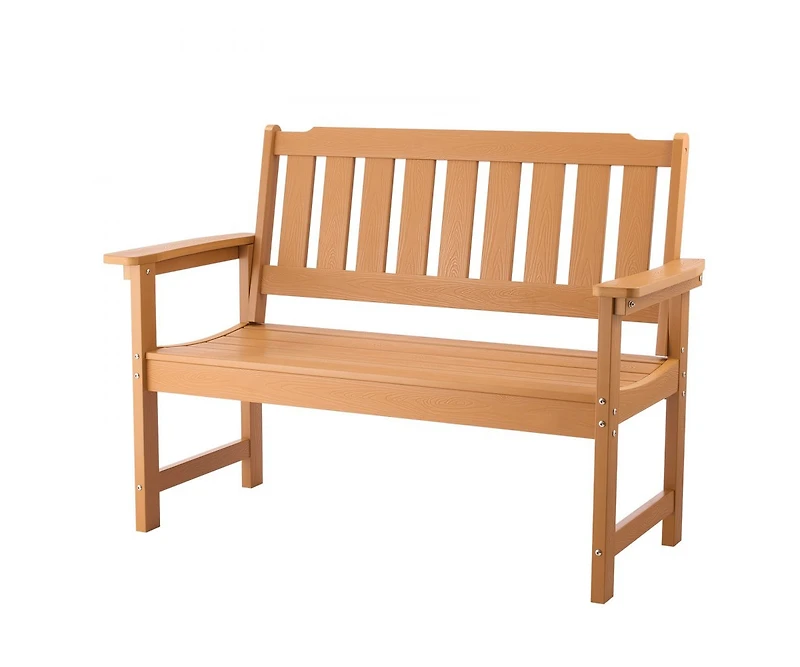 Slickblue Wood-Look Weatherproof Plastic Bench for Patio or Garden
