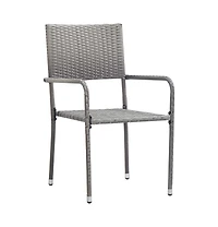 vidaXL Garden Dining Chair Set of 4 Grey Pe rattan, Steel