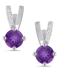 Macy's Gemstone and Diamond Earrings (1/20 ct. t.w.) 10k White Gold (also Yellow Gold)