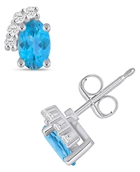 Macy's Gemstone and Diamond Earrings (1/10 ct. t.w.) 10k White Gold (also Yellow Gold)