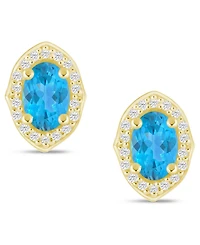 Macy's Gemstone and Diamond ((1/5 ct. t.w.) Halo Stud Earrings 10k White Gold (also Yellow Gold)