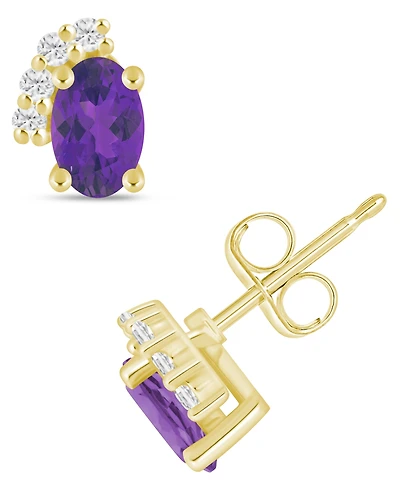 Macy's Gemstone and Diamond Earrings (1/10 ct. t.w.) 10k White Gold (also Yellow Gold)