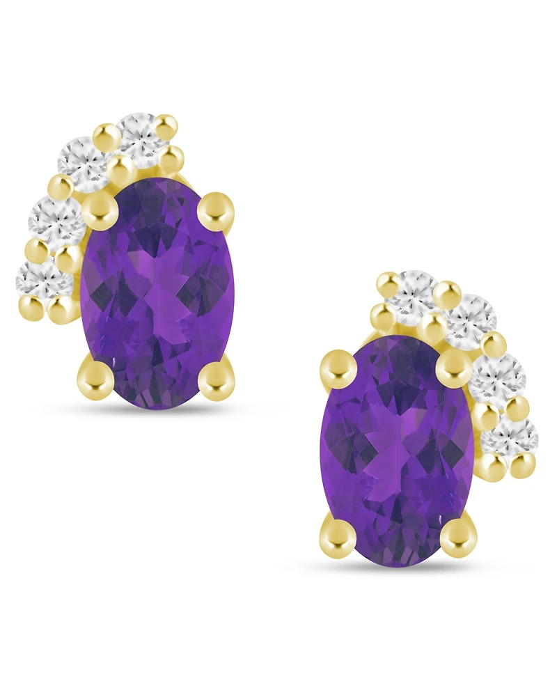 Macy's Gemstone and Diamond Earrings (1/10 ct. t.w.) 10k White Gold (also Yellow Gold)