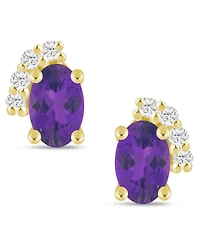 Macy's Gemstone and Diamond Earrings (1/10 ct. t.w.) 10k White Gold (also Yellow Gold)