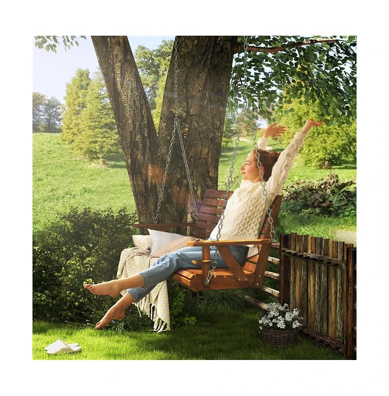 Slickblue Patio Swing with Canopy and Soft Cushions for Backyard