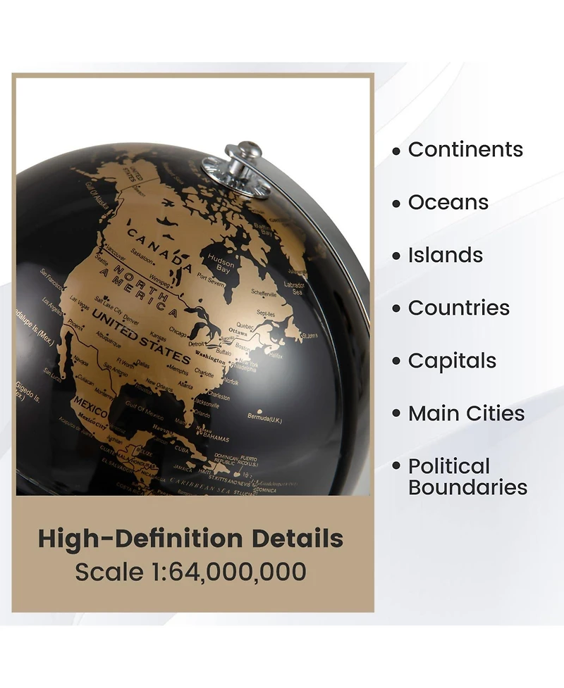 Mecale 8" World Globe Modern Decorative Tabletop Earth Globe