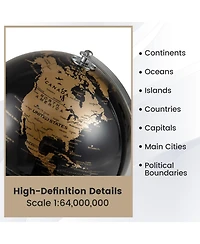 Mecale 8" World Globe Modern Decorative Tabletop Earth Globe