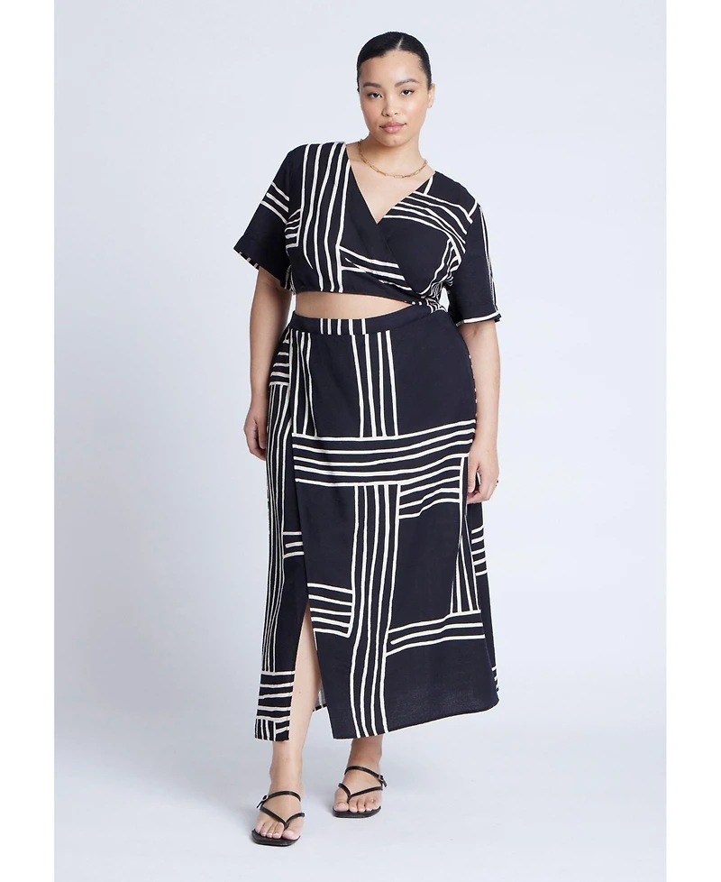 Eloquii Women's Wrapover Printed Skirt