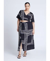 Eloquii Women's Wrapover Printed Skirt