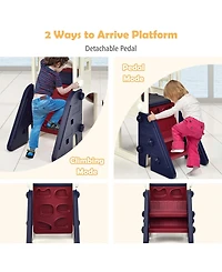 Sugift 6-In-1 Large Slide for Kids Toddler Climber Slide Playset with Basketball Hoop-Blue