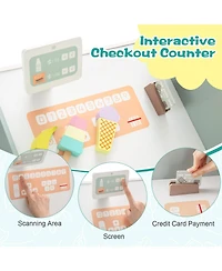 Mecale Wooden Kids Grocery Store Playset Pretend Play Supermarket