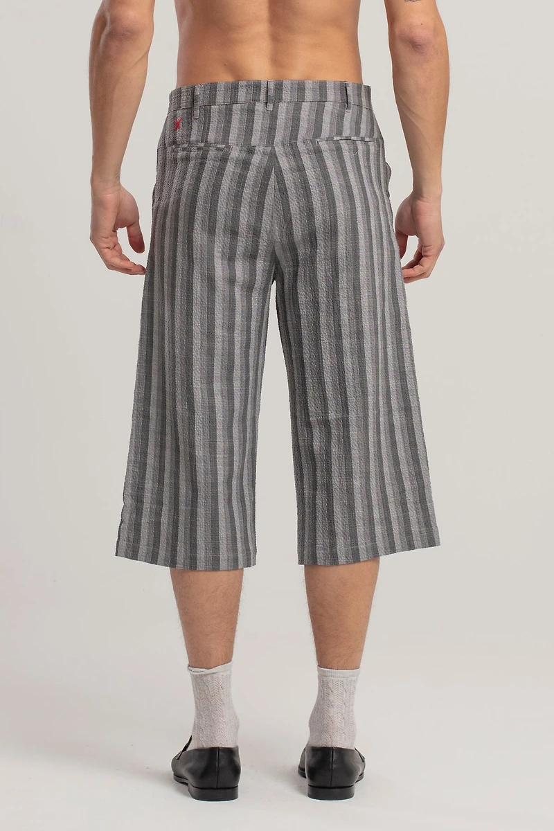 Pcfg Men's Linen-Cotton Blend Checked Woven Shorts