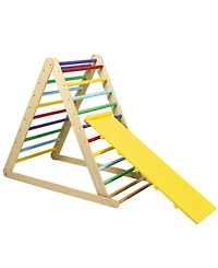 Sugift Foldable Wooden Climbing Triangle Indoor Home Climber Ladder