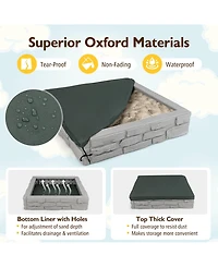 2-In-1 Hdpe Kids Sandbox with Cover and Bottom Liner-Gray