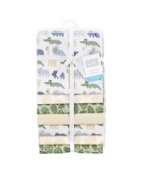 Hudson Baby Cotton Flannel Receiving Blankets 7-Pack Bundle, Wild Leaf Safari , One Size