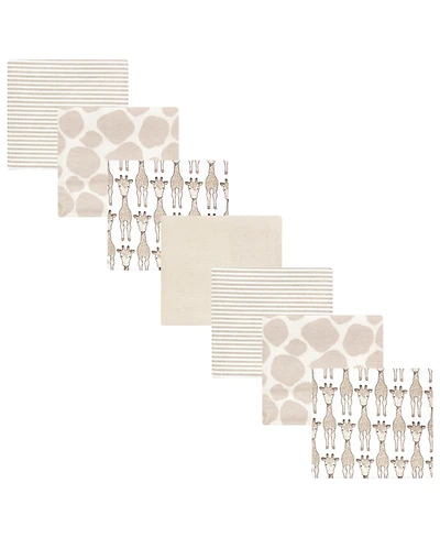 Hudson Baby Cotton Flannel Receiving Blankets 7-Pack Bundle, Giraffe , One Size