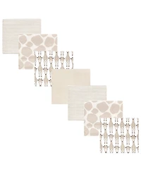 Hudson Baby Cotton Flannel Receiving Blankets 7-Pack Bundle, Giraffe , One Size