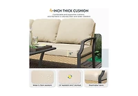 Aecojoy Outdoor Patio Furniture Set with Rocking Chair, 4 Piece Rattan Conversation Bistro Set with Coffee Table