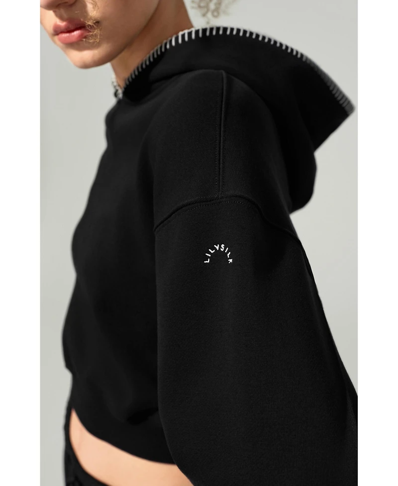 Lilysilk Cropped Fit Seamflow Poise Pullover Hoddie