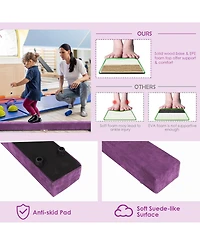 Sugift 7 Feet Folding Portable Floor Balance Beam with Handles for Gymnasts-Purple