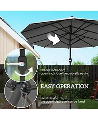 Outsunny Double-Sided Sun Umbrella, Garden Parasol with Light