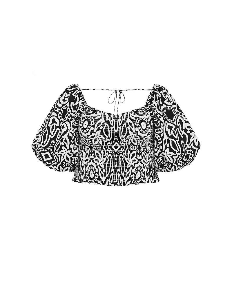 City Chic Women's Amari Puff Sleeve Fitted Top