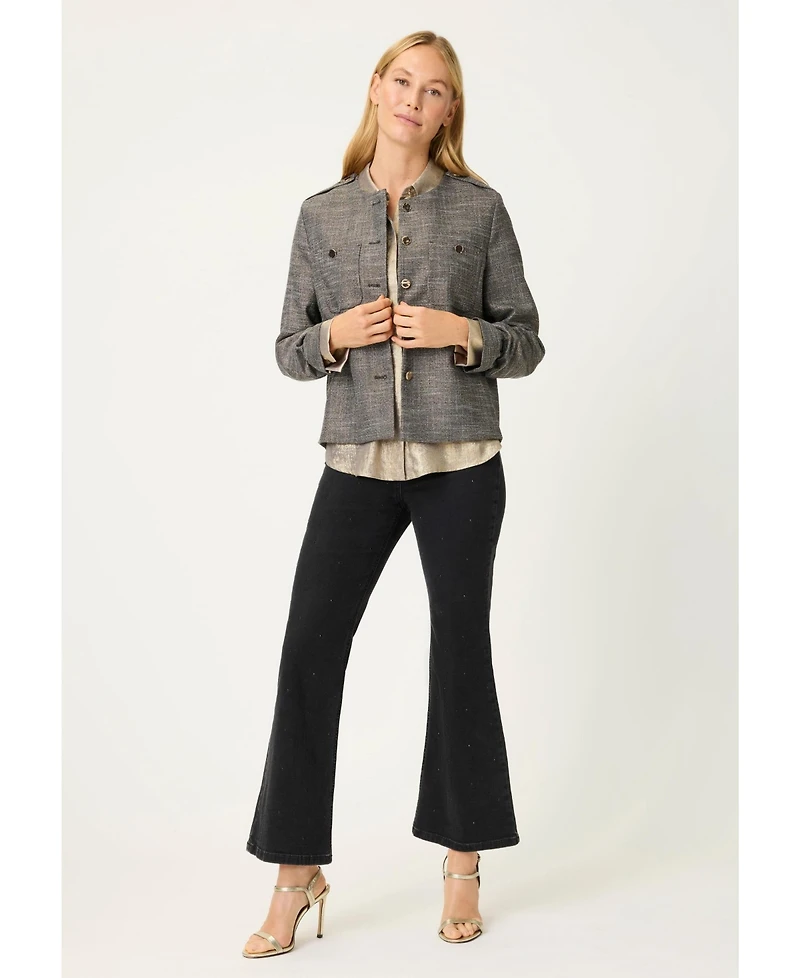 Olsen Women's Metallic Crinkle Shirt