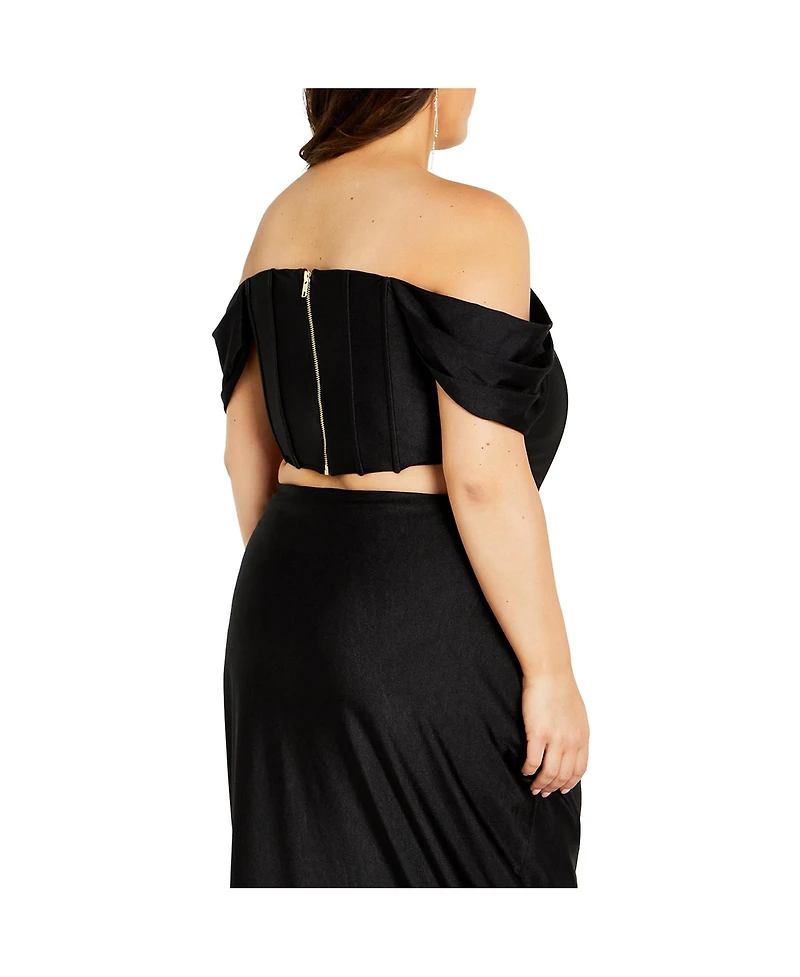 City Chic Women's Fleur Off Shoulder Fitted Corset
