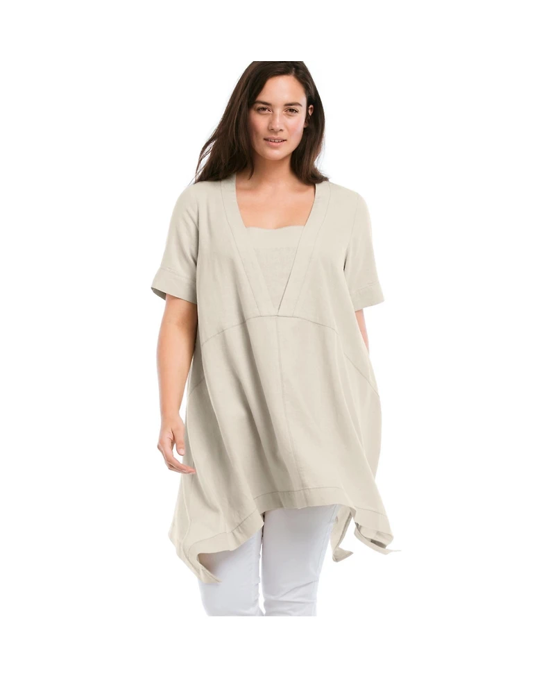 ellos Women's Linen-Blend Hanky Hem Tunic