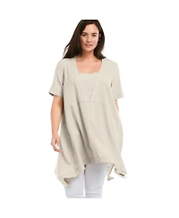 ellos Women's Linen-Blend Hanky Hem Tunic