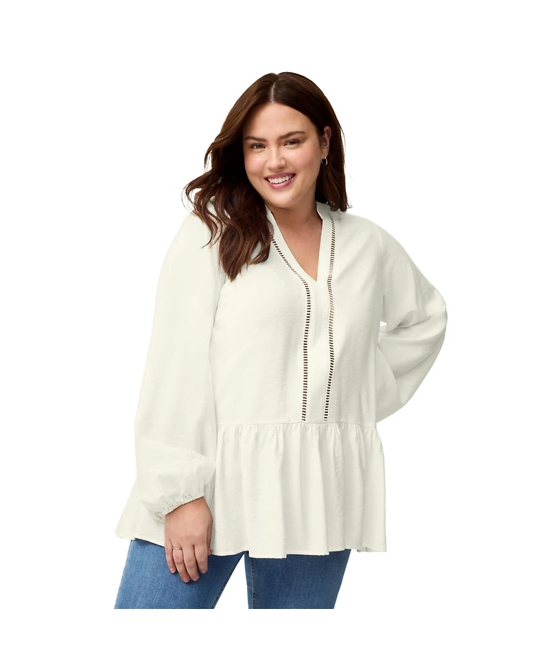 ellos Women's V-Neck Peplum Tunic