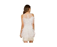 Lara Women's Bridal Cocktail Dress with Feathers