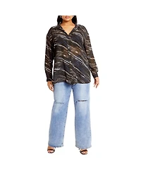 City Chic Women's Sheer Lover Print Shirt