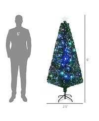 6' Pre-Lit Artificial Christmas Tree Led Lights Fiber Optic Decorations Top Star
